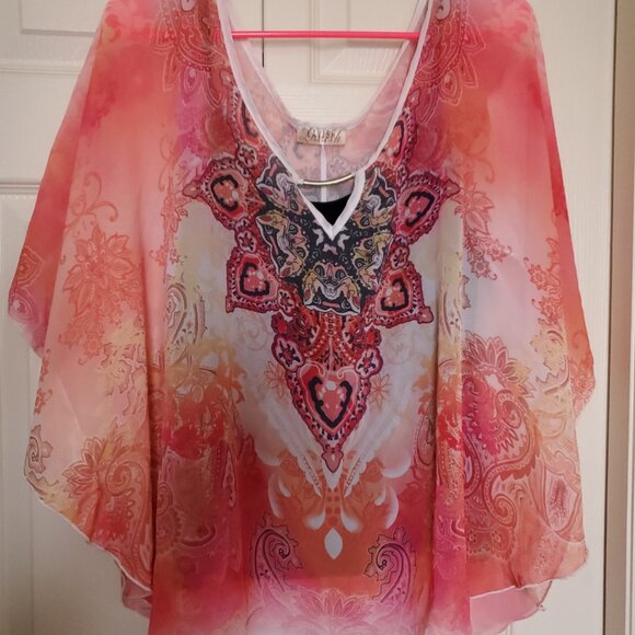 Lavish Tops - Lavish Plus Printed Poncho Women's 1X/2X